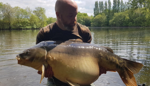 A 62 lb carp from Villefond, Mark Lambert owner, May 2021