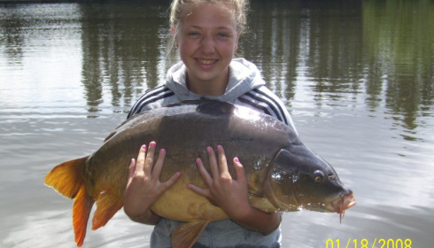 A 34 lb 10 oz carp from Villefond, Aug 2014