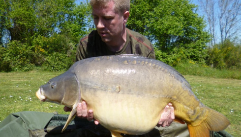 A 46 lb carp from Villefond, Apr 2014