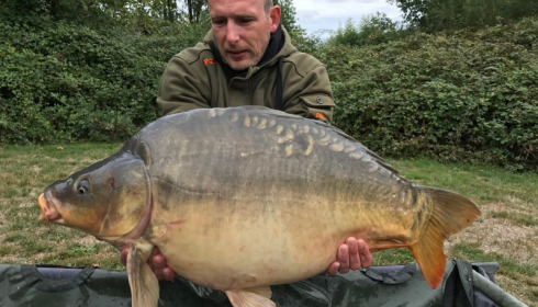 A 35 lb carp from Villefond, Sep 2017