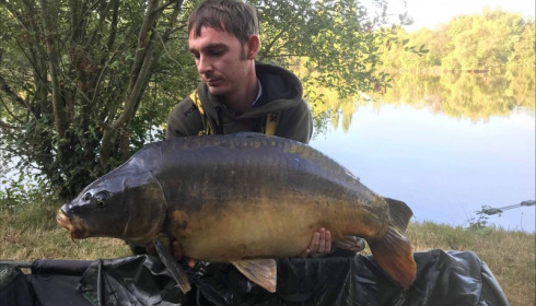 A 34 lb 10 oz carp from Villefond, Aug 2018