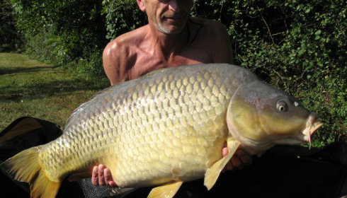 A 43 lb carp from Villefond, Oct 2014