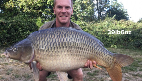A 29 lb 6 oz carp from Villefond, Oct 2017