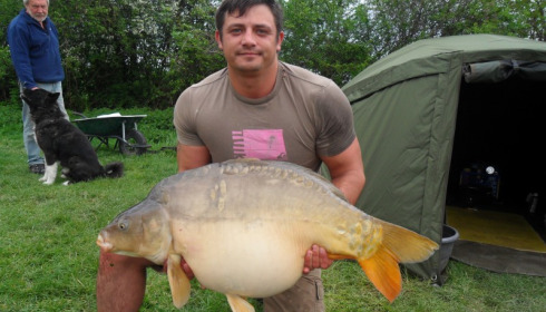 A 45 lb carp from Villefond, Fish called Rose, May 2012