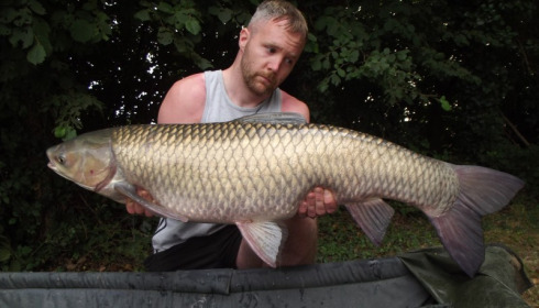 A 24 lb 4 oz grass carp from Villefond, Aug 2015