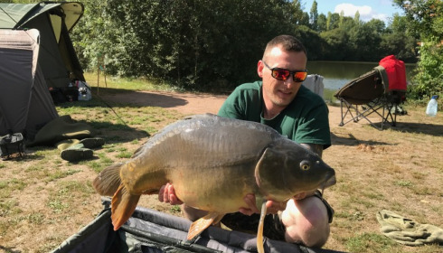 A 35 lb carp from Villefond, Sep 2017