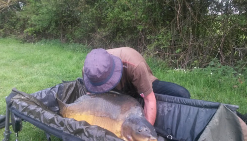 A 58 lb 8 oz carp from Villefond, Arnie, Apr 2015