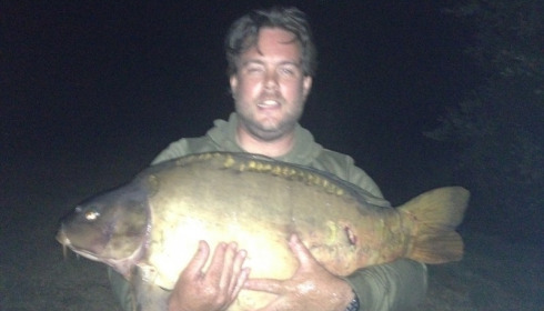 A 41 lb carp from Villefond, Aug 2012