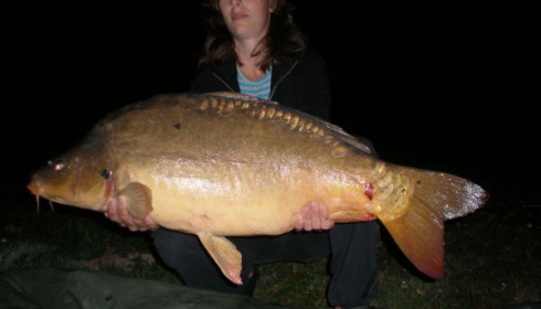 A 28 lb 8 oz carp from Villefond, Aug 2009