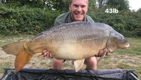 A 43 lb carp from Villefond, Oct 2017
