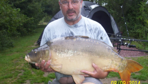 A 36 lb 4 oz carp from Villefond, Aug 2014