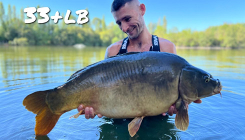 A 33 lb carp from Villefond, Levi Jay, Aug 2022