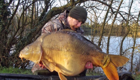 A 48 lb 8 oz carp from Villefond, Bennetts coming out of winter , Mar 2016