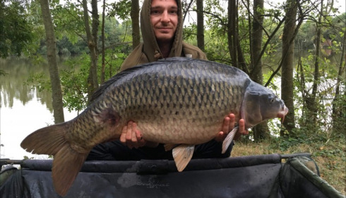 A 38 lb 10 oz carp from Villefond, Aug 2018