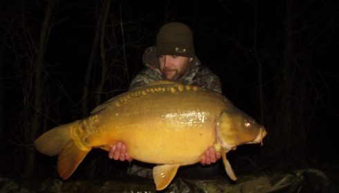 A 23 lb 8 oz carp from Villefond, Mar 2016