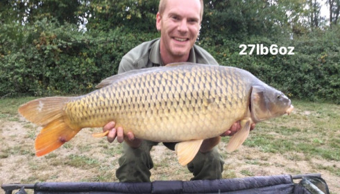 A 27 lb 8 oz carp from Villefond, Oct 2017