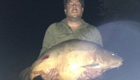 A 47 lb carp from Villefond, Aug 2012