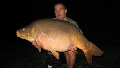 A 42 lb 13 oz carp from Villefond, Sep 2013