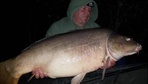 A 43 lb carp from Villefond, Oct 2017