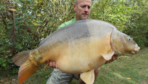 A 38 lb 14 oz carp from Villefond, Son of Max the fish, Sep 2013