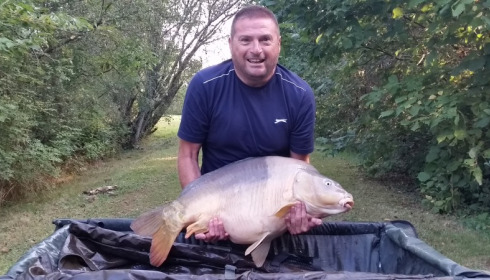 A 38 lb carp from Villefond, Spawned out son of Max, Sep 2014