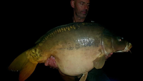 A 44 lb 8 oz carp from Villefond, Oct 2019