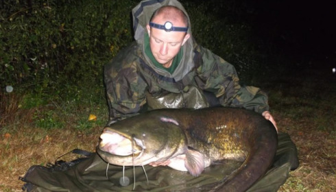 A 84 lb catfish from Villefond, Aug 2015