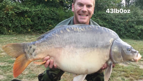 A 43 lb carp from Villefond, Oct 2017