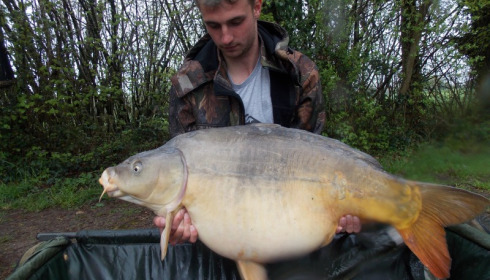 A 52 lb 10 oz carp from Villefond, single scale, Apr 2016