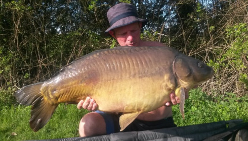 A 38 lb 8 oz carp from Villefond, Apr 2015
