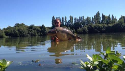A 42 lb 12 oz carp from Villefond, Heavily spawned out Max, Aug 2013